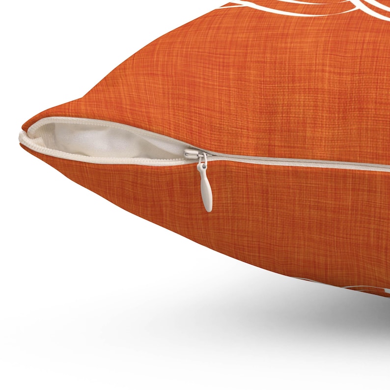 Burnt Orange Pumpkin Outdoor Pillow • Minimalist Autumn Fall Pillow for Porch & Patio image 4