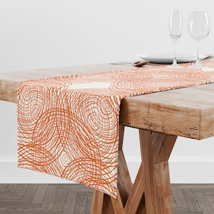 Orange Table Runner Mid Century Modern Tablecloth Kitchen Orange Table Runner Mid Century Modern, Dining Room Table Linens