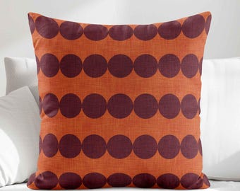 Burnt Orange Burgundy Throw Pillow Cover • Orange Red Polka Dot