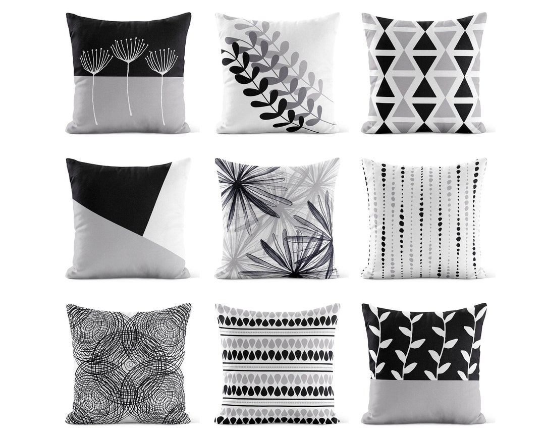 Black gray and white throw pillows hotsell