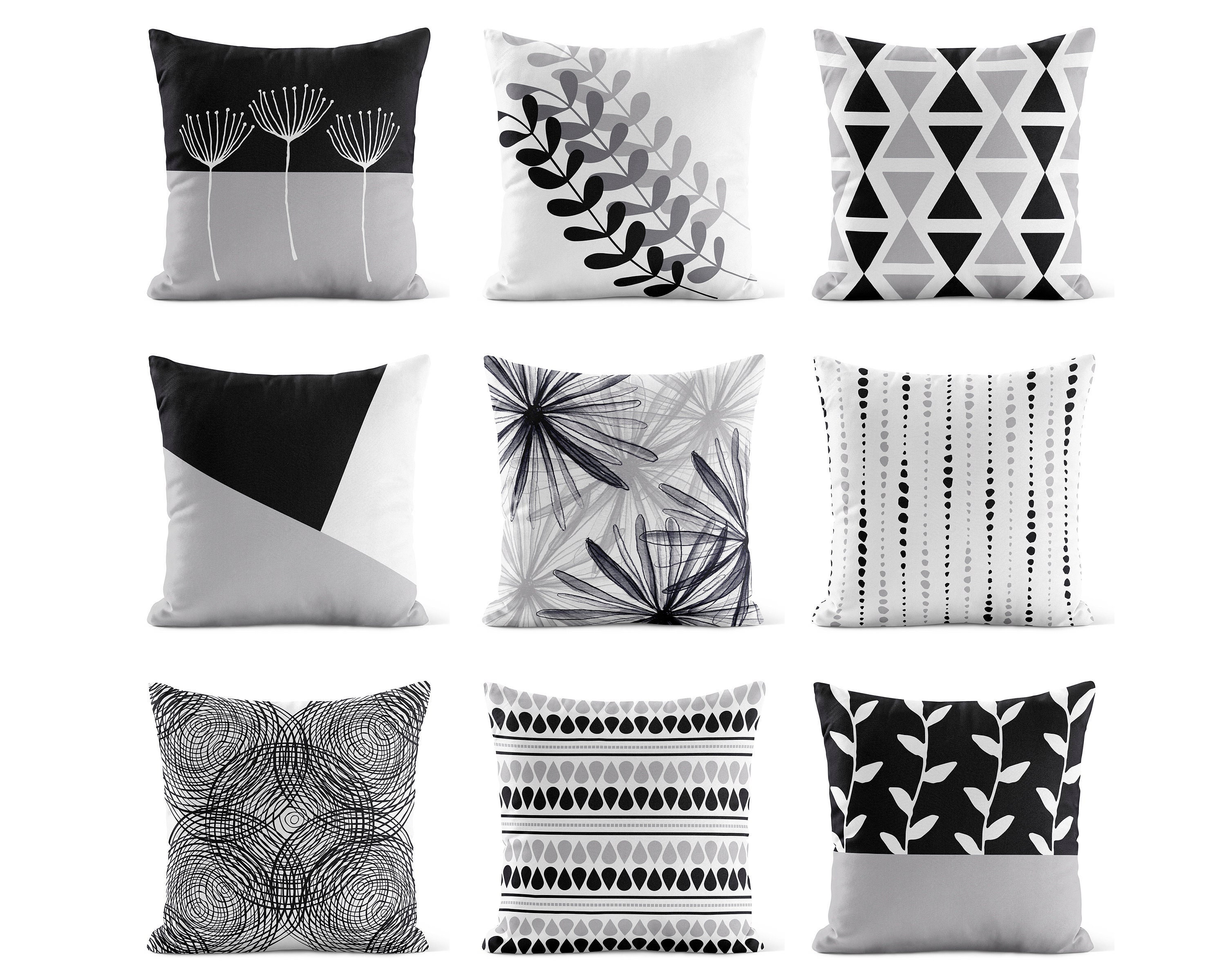 Light Gray Black White Throw Pillow Cover Decorative Pillows Pillows for  Couch 