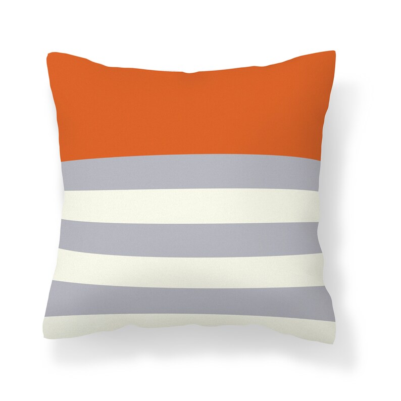 Burnt Orange Gray Outdoor Pillow Modern Patio Cushions Etsy
