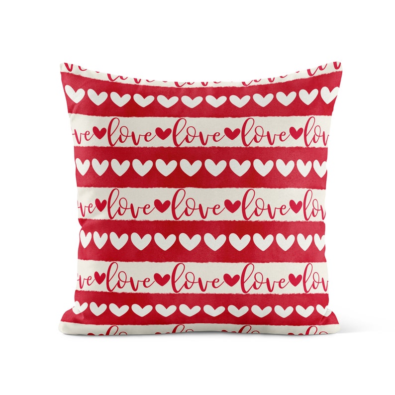 Red Love Pillow Cover Valentine Pillow Covers Valentines Etsy