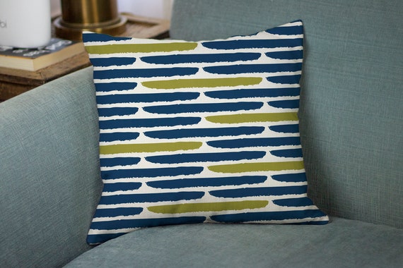 Blue Lime Green Throw Pillow Cover Striped Pillow Cover Decorative Pillows for Couch Sofa Cushion Cover Etsy Canada