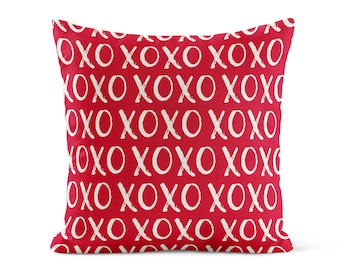 Red XOXO Throw Pillow Cover • Valentine Pillow Cover • Valentines Day Decor • Valentine's Day Decor