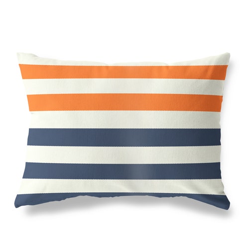 Orange Navy Throw Pillow Cover Decorative Pillows for Couch Etsy