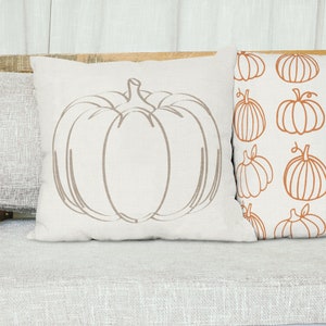 White Pumpkin Throw Pillow Cover Autumn Fall Pillow Cover Minimalist Thanksgiving Decor Decorative Pillows for Couch image 4