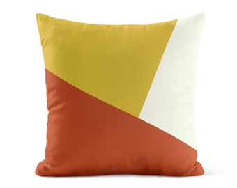 Mustard Dark Orange Throw Pillow Cover • Yellow  Pillow Case • Color Block Cushion Cover • Modern Decorative Pillows for Couch