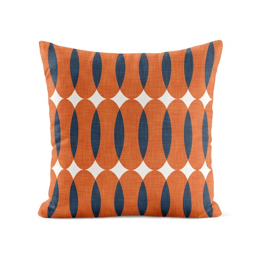 Orange Navy Throw Pillow Cover Decorative Pillows for Couch Etsy