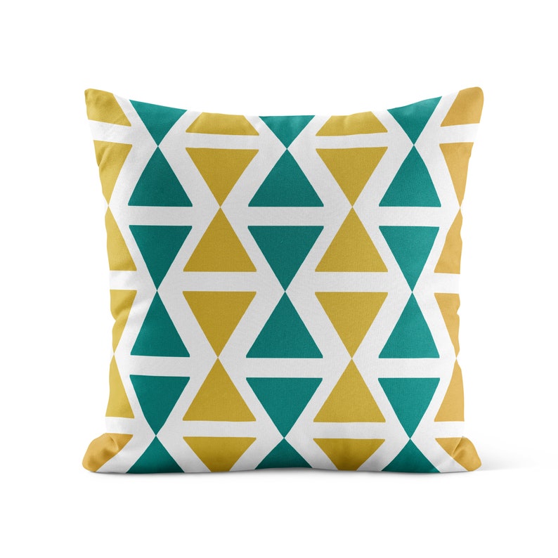 Mustard Teal Outdoor Pillow Patio Cushions Yellow Patio Etsy
