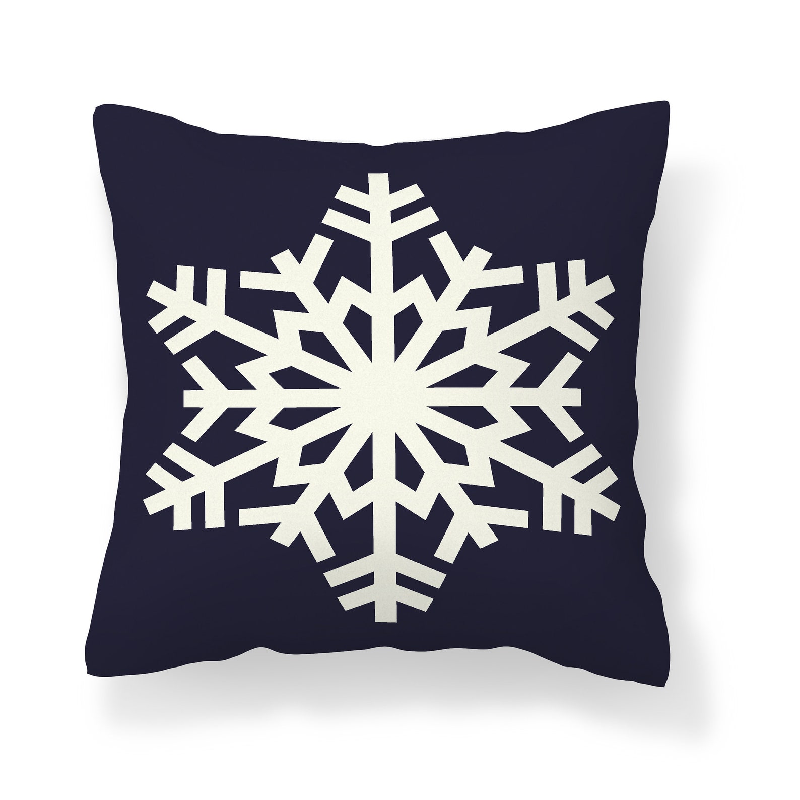 Dark Blue Snowflake Throw Pillow Cover Modern Christmas Etsy