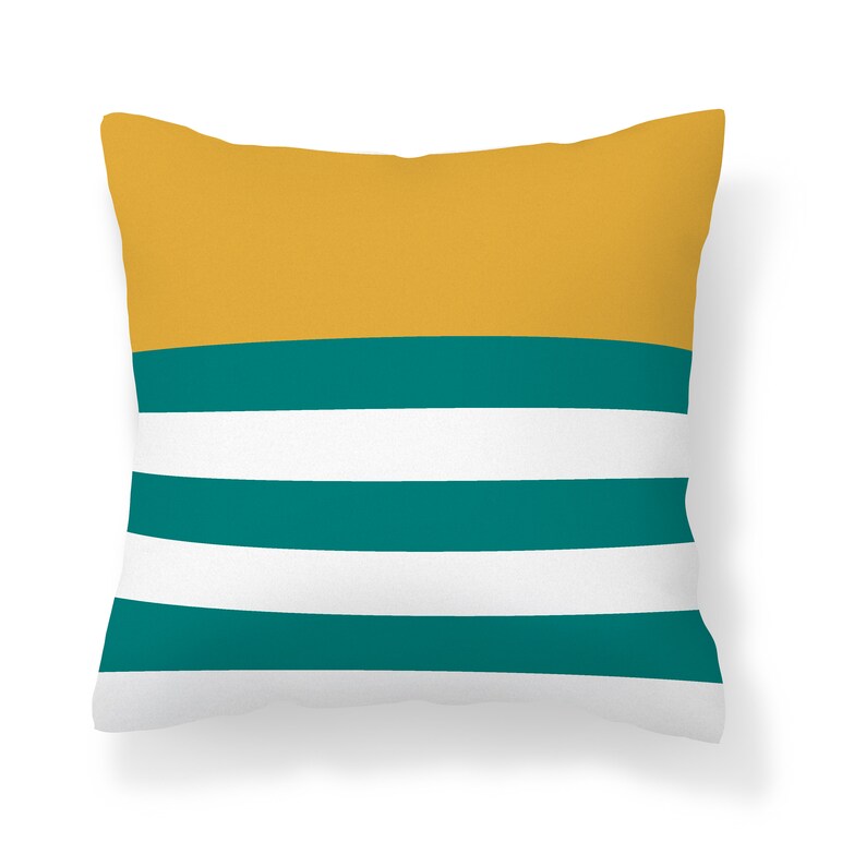 Mustard Yellow Teal Outdoor Pillow Modern Mix and Match Etsy
