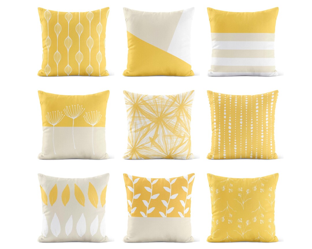 Yellow Throw Pillow Cover Yellow Light Beige Cream Etsy UK