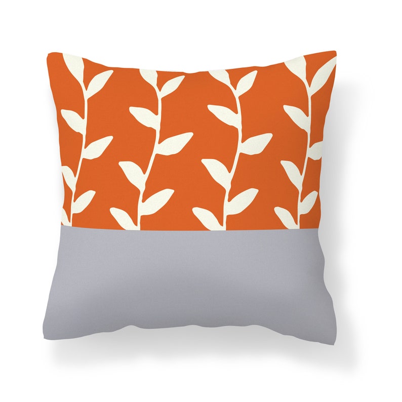 Burnt Orange Gray Throw Pillow Cover Mix and Match Pillow Etsy