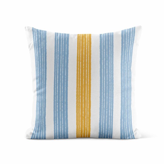 Mustard Light Blue Throw Pillow Cover Striped Pillowcase Decorative Pillows for Couch Etsy Canada