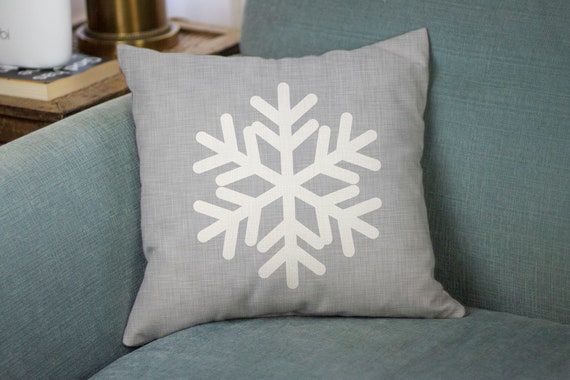 Light Gray Snowflake Throw Pillow Cover Christmas Pillow Covers Holiday Pillows Etsy