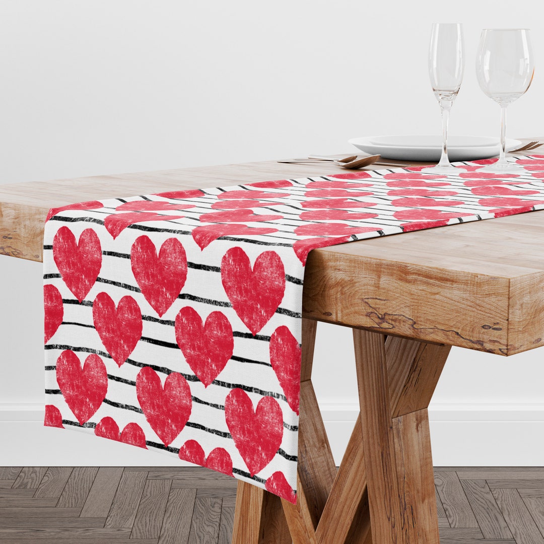 Tohuu Valentines Table Runner Happy Valentines Day Heart Red Table Runner  Red Pink Valentines Runner for Table Seasonal Sweet Holiday Decor for  Indoor Outdoor Dining Table Decorations excitement 