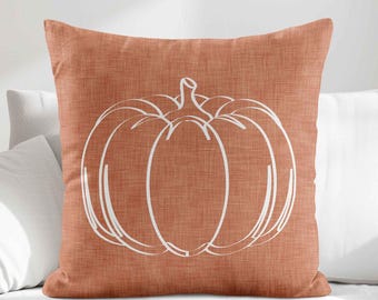 Funda de cojín con diseño de calabaza de terracota • Cojín minimalista con acento otoñal • Cojines decorativos de Acción de Gracias para sofá