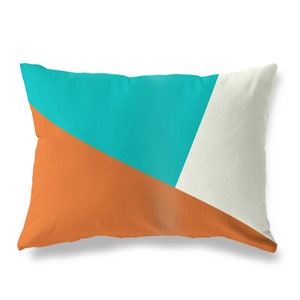 Burnt Orange Teal Blue Throw Pillow Cover 14x20 Lumbar Pillow Case Modern Mix and Match Pillow Cases Accent Pillows for Couch image 2