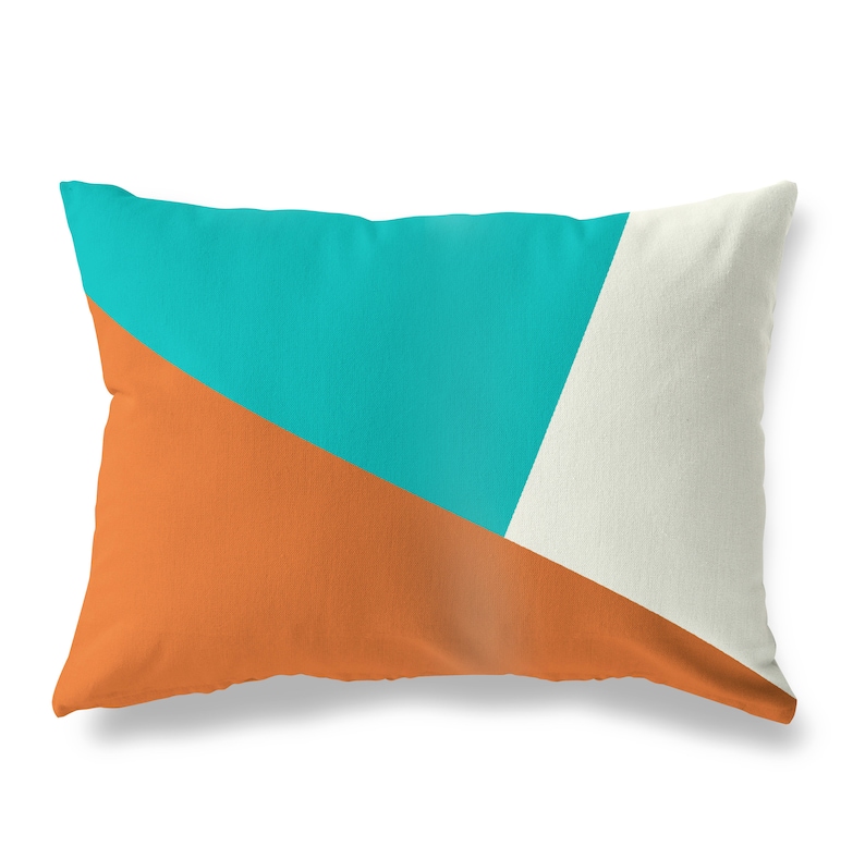 Burnt Orange Teal Blue Throw Pillow Cover 14x20 Lumbar Pillow Case Modern Mix and Match Pillow Cases Accent Pillows for Couch image 2