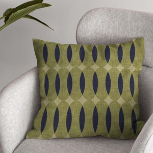 Olive Green Navy Throw Pillow Cover • Mid Century Modern Decorative ...