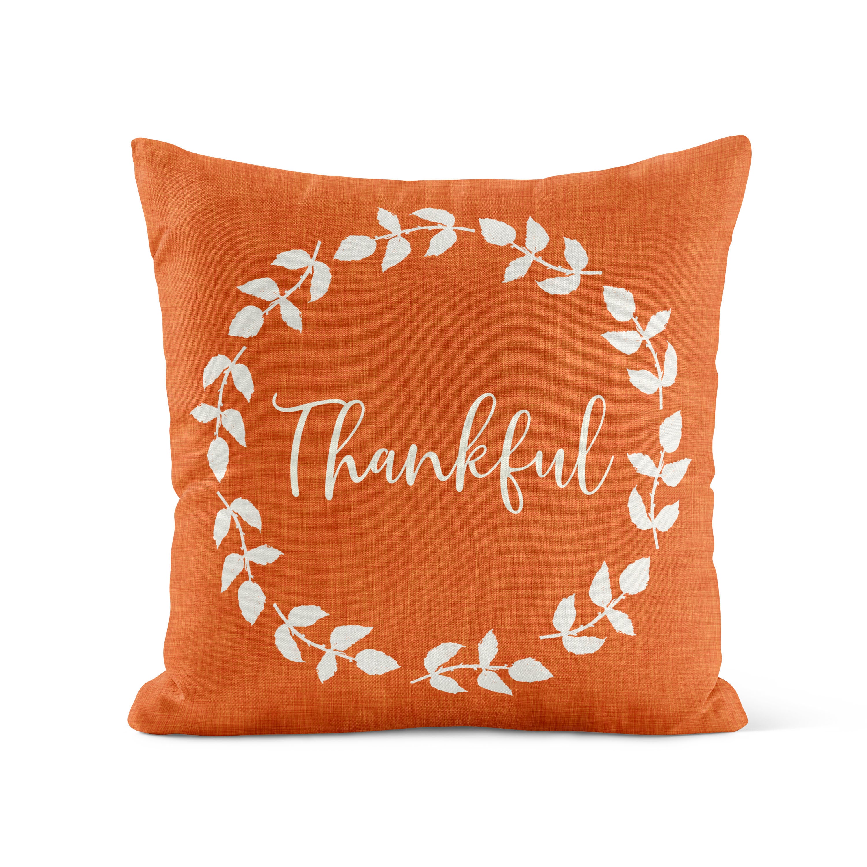 orange thankful pillow
