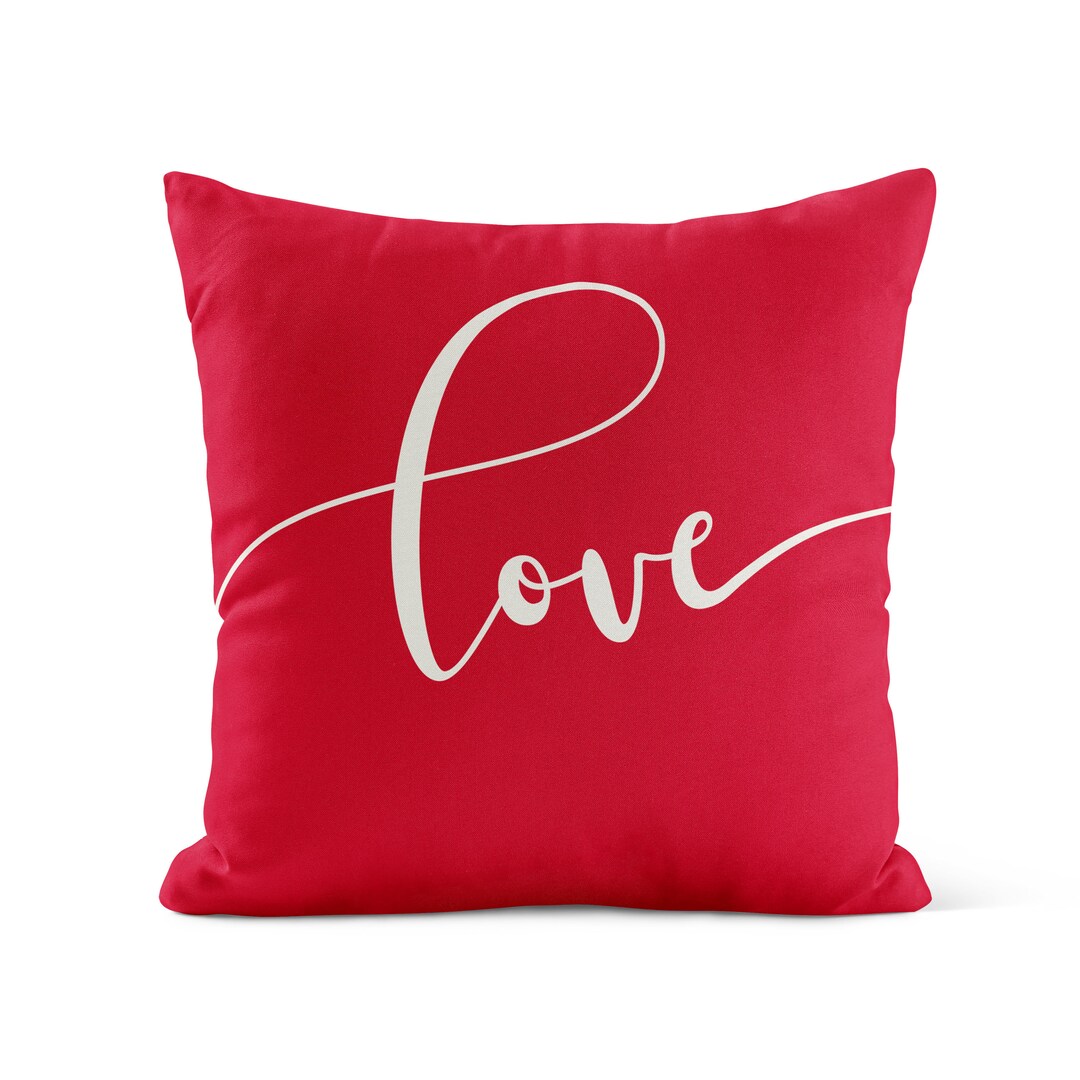 Love Throw Pillow Cover Red Valentine Pillow Cover Valentines Day Decor