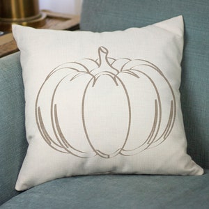 White Pumpkin Throw Pillow Cover Autumn Fall Pillow Cover Minimalist Thanksgiving Decor Decorative Pillows for Couch image 2