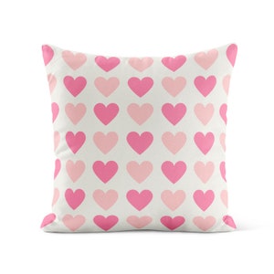 Pink Heart Throw Pillow Cover •  Valentine Pillow Cover • Valentines Day Decor