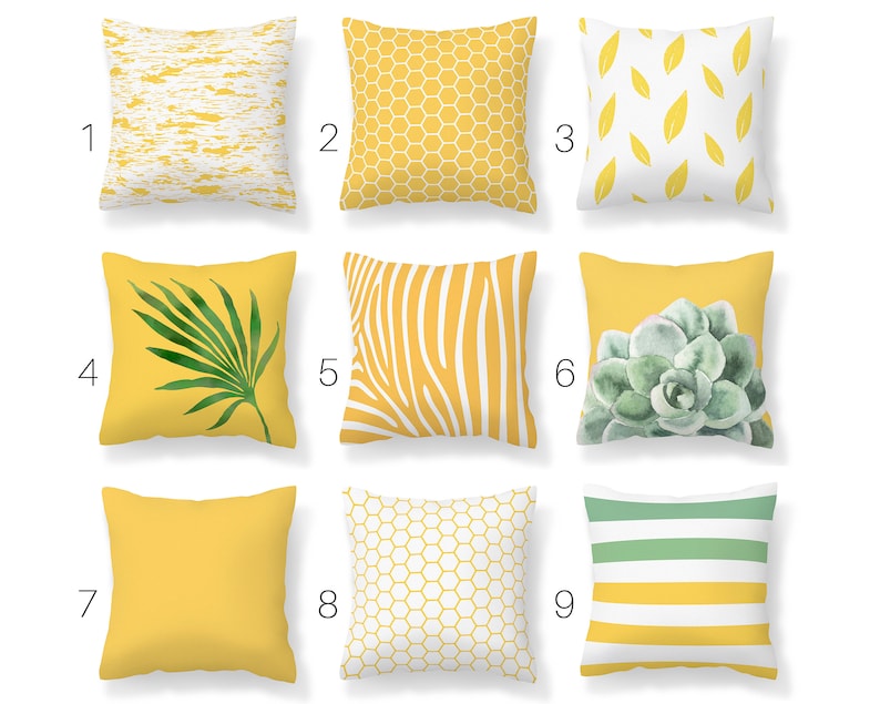 Yellow Green Throw Pillow Cover Modern Mix and Match Pillow