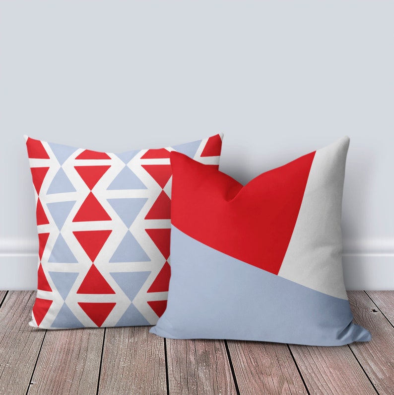 Red Blue Throw Pillow Cover Navy Pillow Case Decorative Etsy