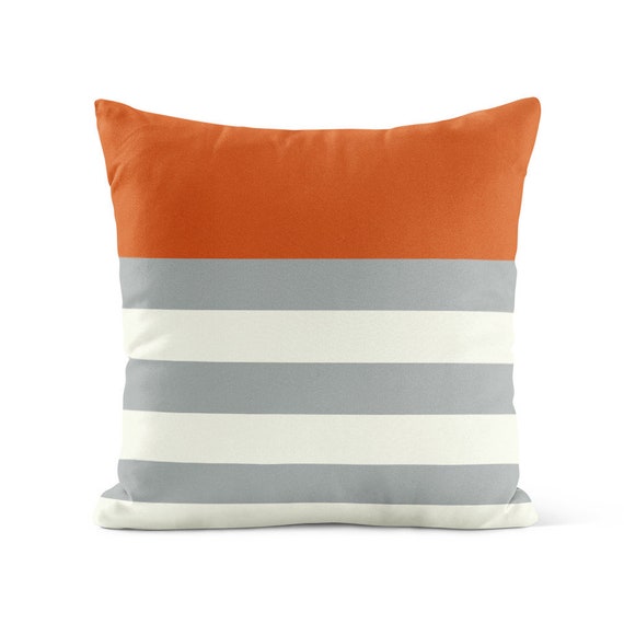 orange grey throw pillows