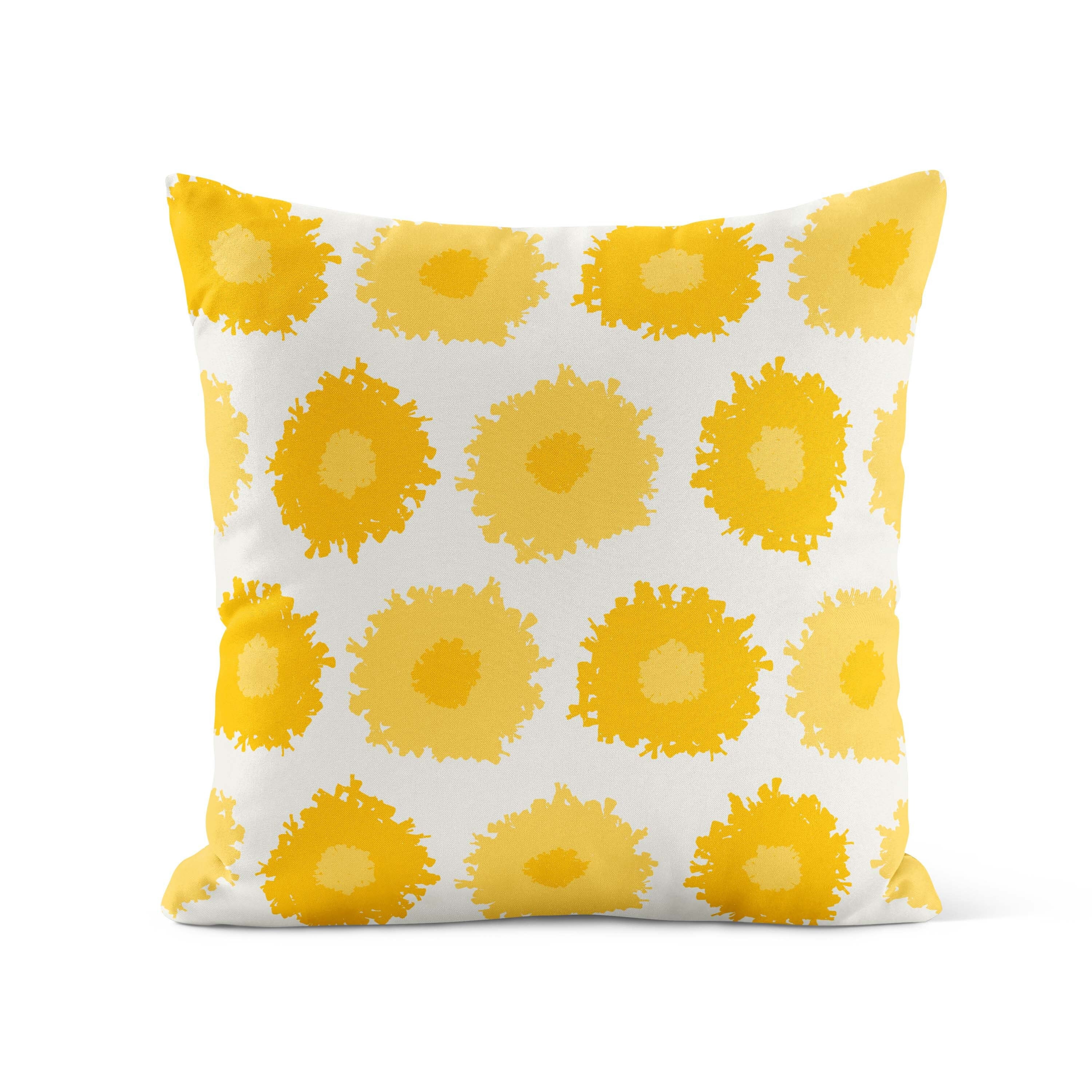 Yellow Floral Outdoor Pillow Patio Porch Cushion Whimsical Wildflowers Etsy Canada