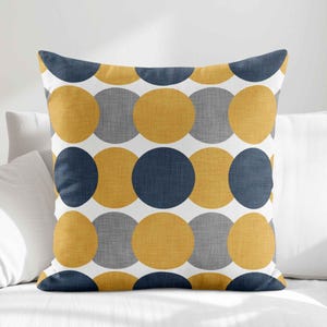 Mustard Gray Navy Throw Pillow Cover • Mid-Century Modern Decorative Pillows for Couch