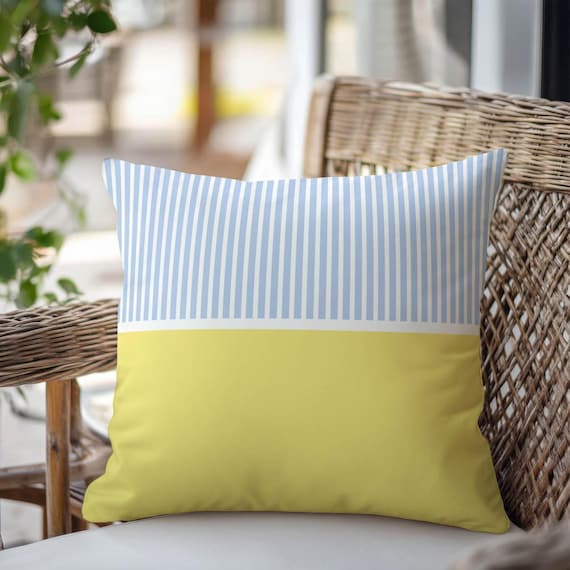 at Home Yellow & Blue Striped Square ...