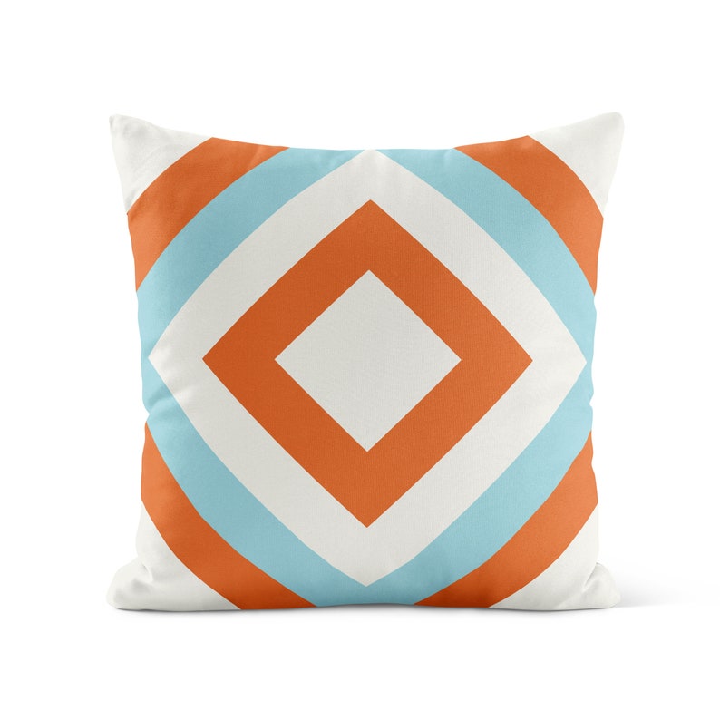 Burnt Orange Light Blue Throw Pillow Cover Terracotta Aqua Etsy
