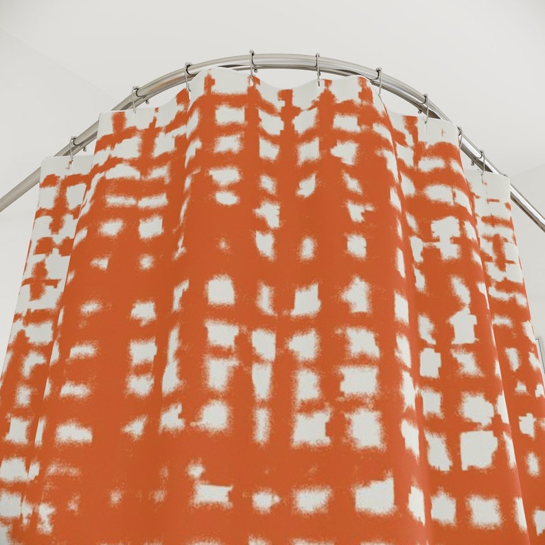 Burnt Orange Shower Curtain Terracotta Bath Curtain Modern Etsy