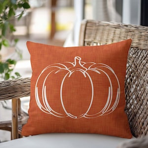 Burnt Orange Pumpkin Outdoor Pillow • Autumn Fall Pillow • Thanksgiving Porch Patio Cushion