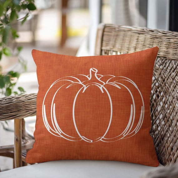 Burnt Orange Pumpkin Outdoor Pillow • Minimalist Autumn Fall Pillow for Porch & Patio