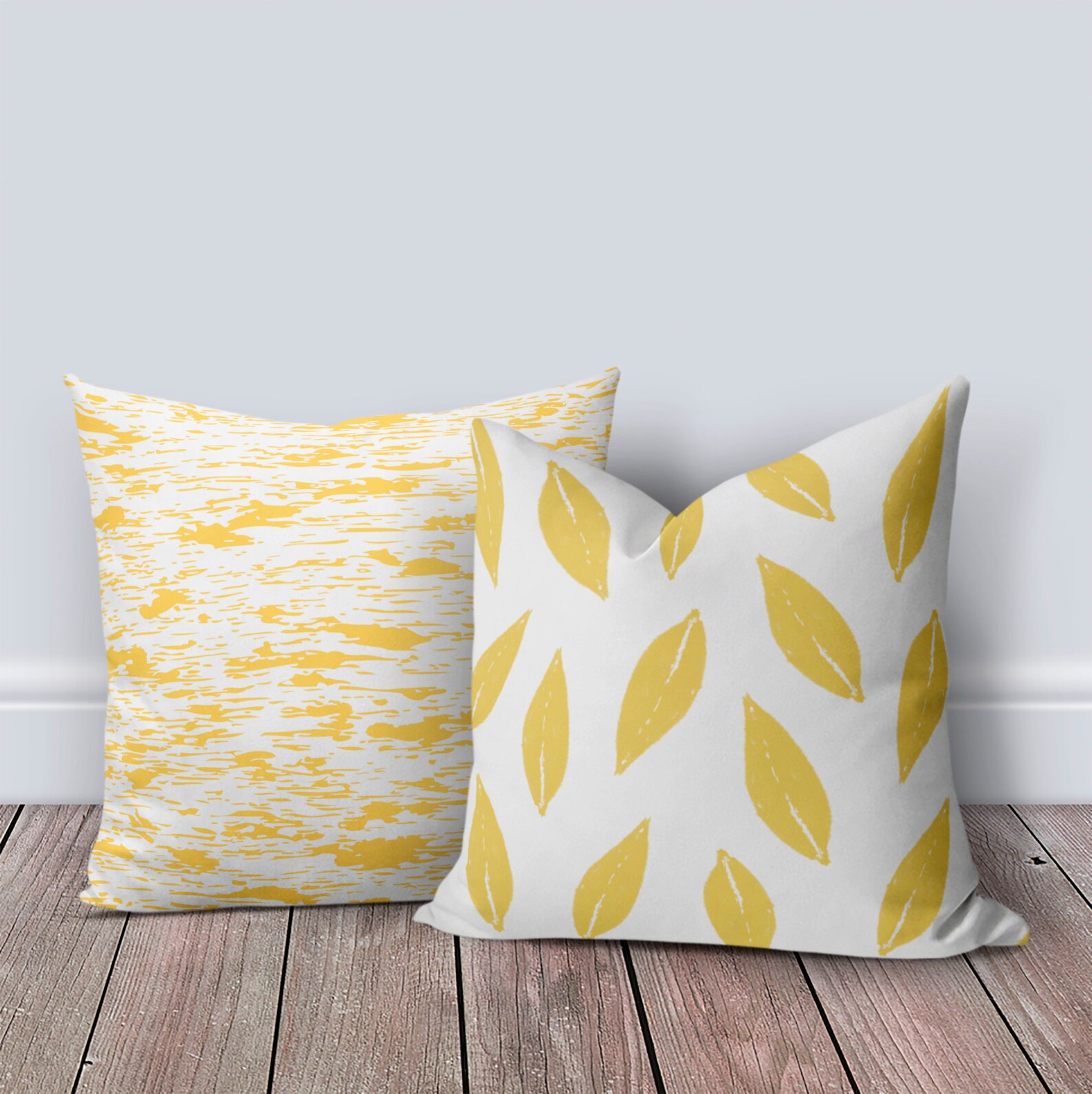 Yellow Green Throw Pillow Cover Leaf Pillow Cover Etsy