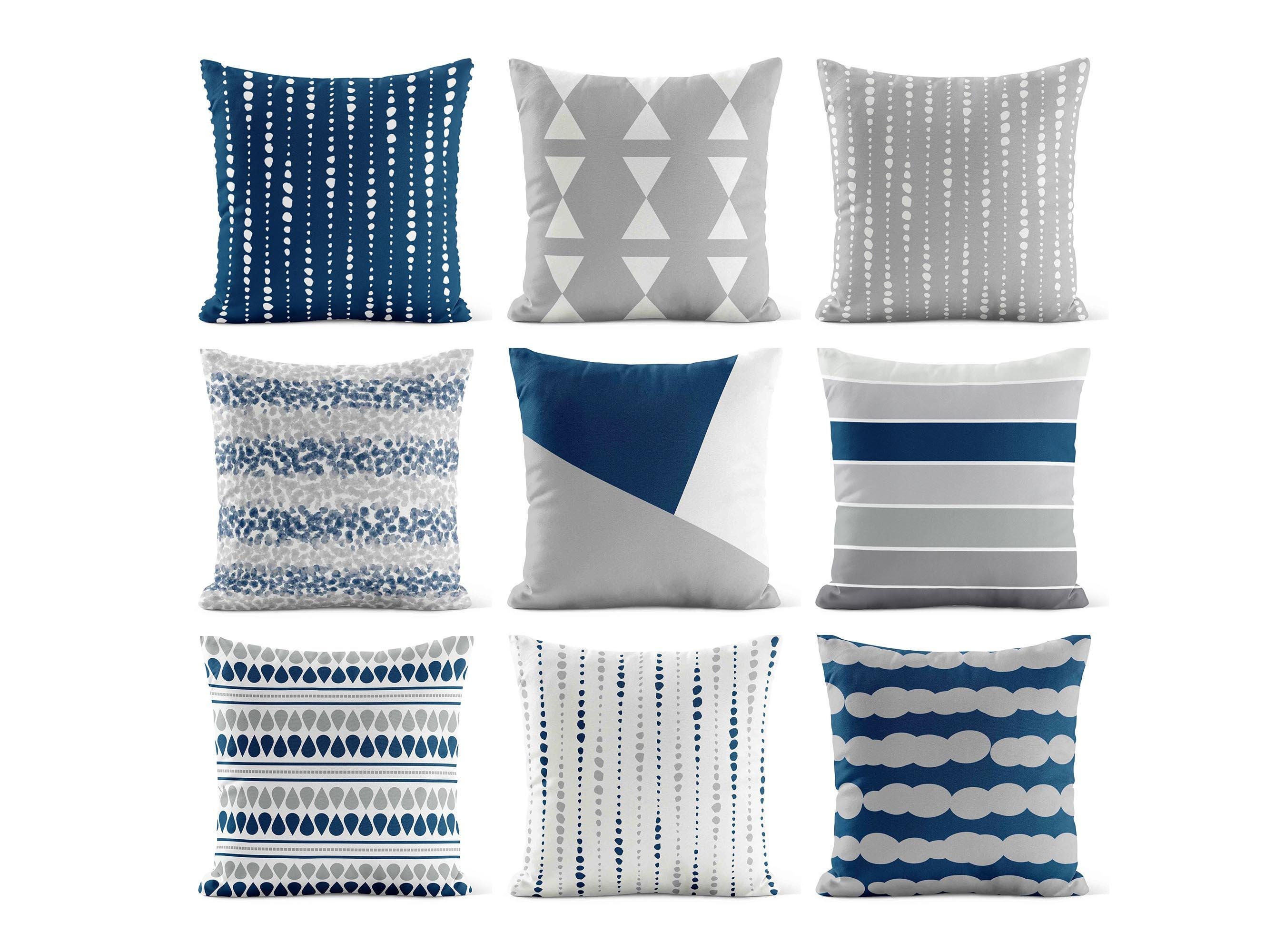 Blue Light Gray Throw Pillow Cover Gray Pillow Case Decorative Pillows for Couch Mix and Match Pillows Etsy