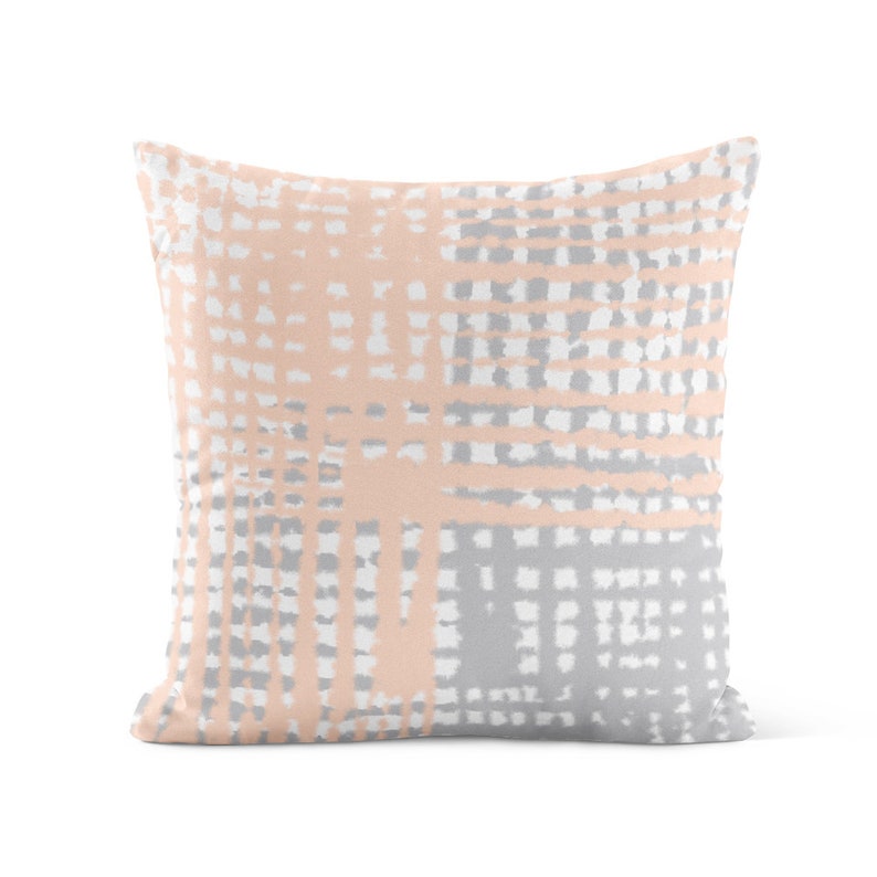 Peach Pink Light Gray Throw Pillow Cover Pillow Case | Etsy
