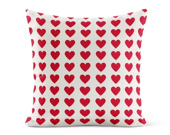 Red Heart Throw Pillow Cover • Valentine Pillow Cover • Valentines Decor • Valentine's Day Decor