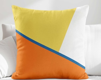 Orange Yellow Throw Pillow Cover •  Color Block Accent Pillow • Decorative Pillows for Couch