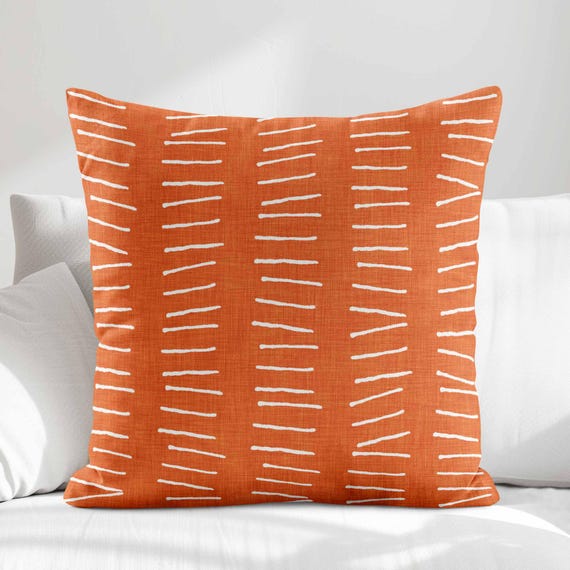 Burnt Orange Mudcloth Inspired Throw Pillow Cover •  Boho Bohemian Decorative Pillows for Couch