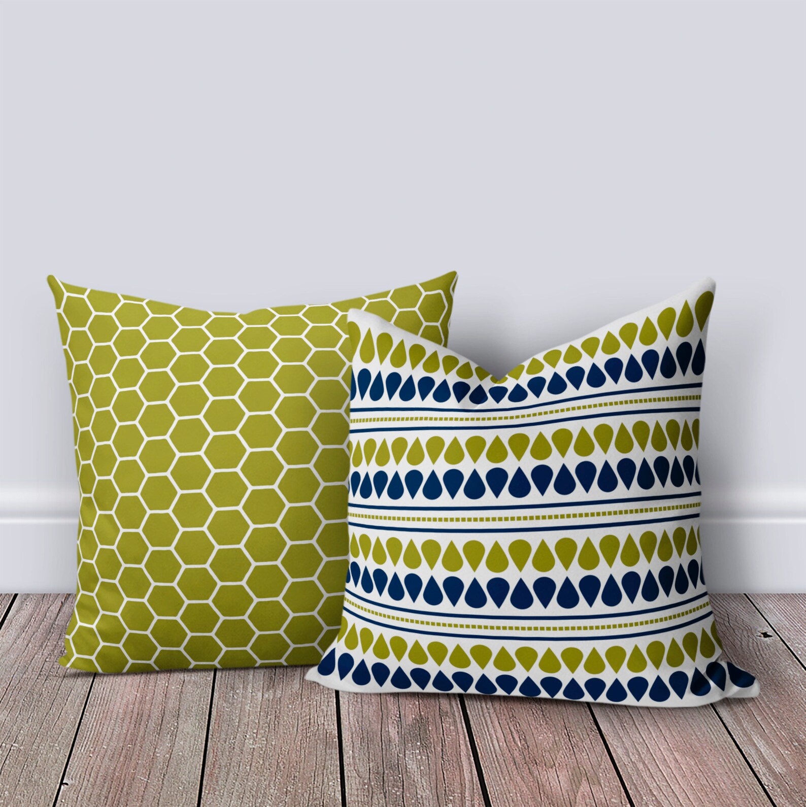 Green Blue Throw Pillow Cover Lime Green Pillow Case Etsy