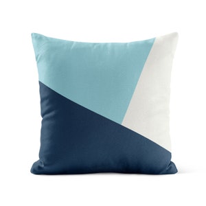 Navy Light Blue Color Block Throw Pillow Cover • Blue Pillow Cases  • Accent Pillows for Couch • Modern Living Room Decor