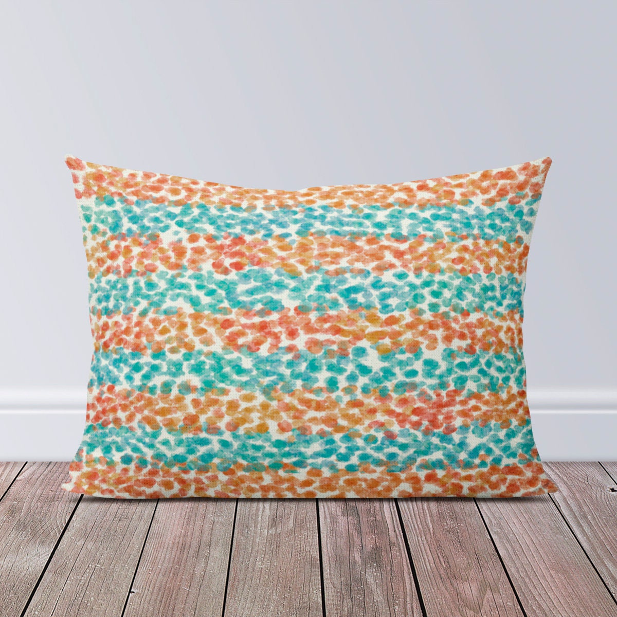 Burnt Orange Teal Stripe Throw Pillow Cover Pillow Case Etsy