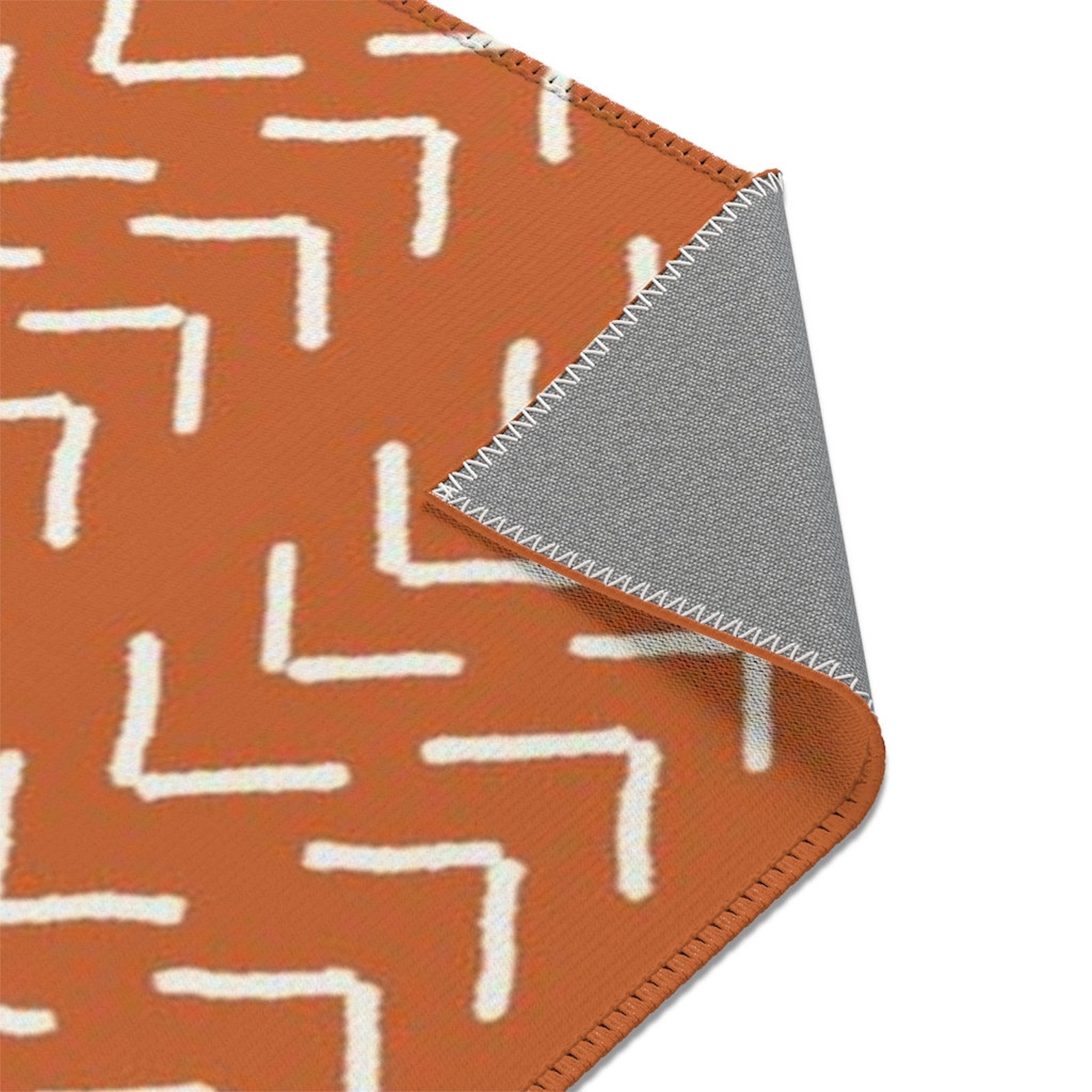 Burnt Orange Mudcloth Inspired Area Rug • Boho Bohemian Thin Chenille ...