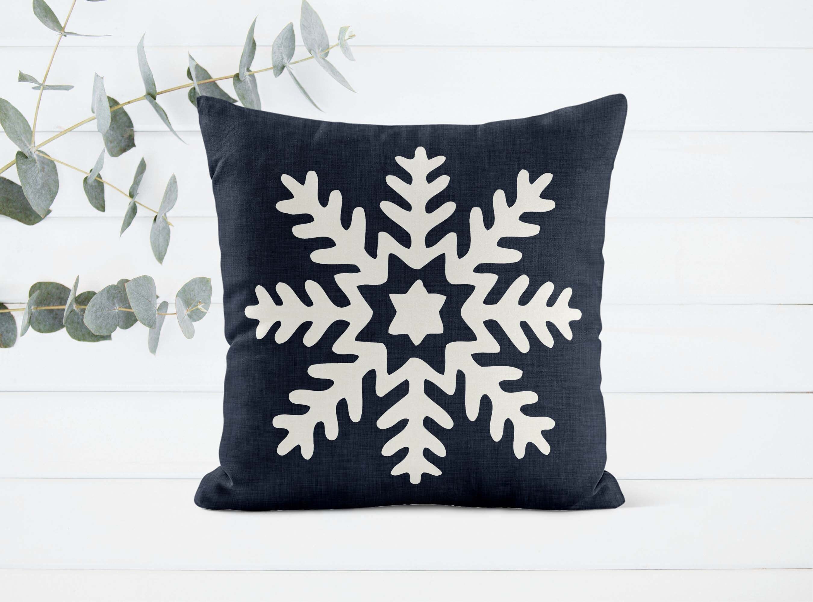 Navy Snowflake Throw Pillow Cover Dark Blue Christmas Pillow Cover Holiday Pillows Etsy Canada